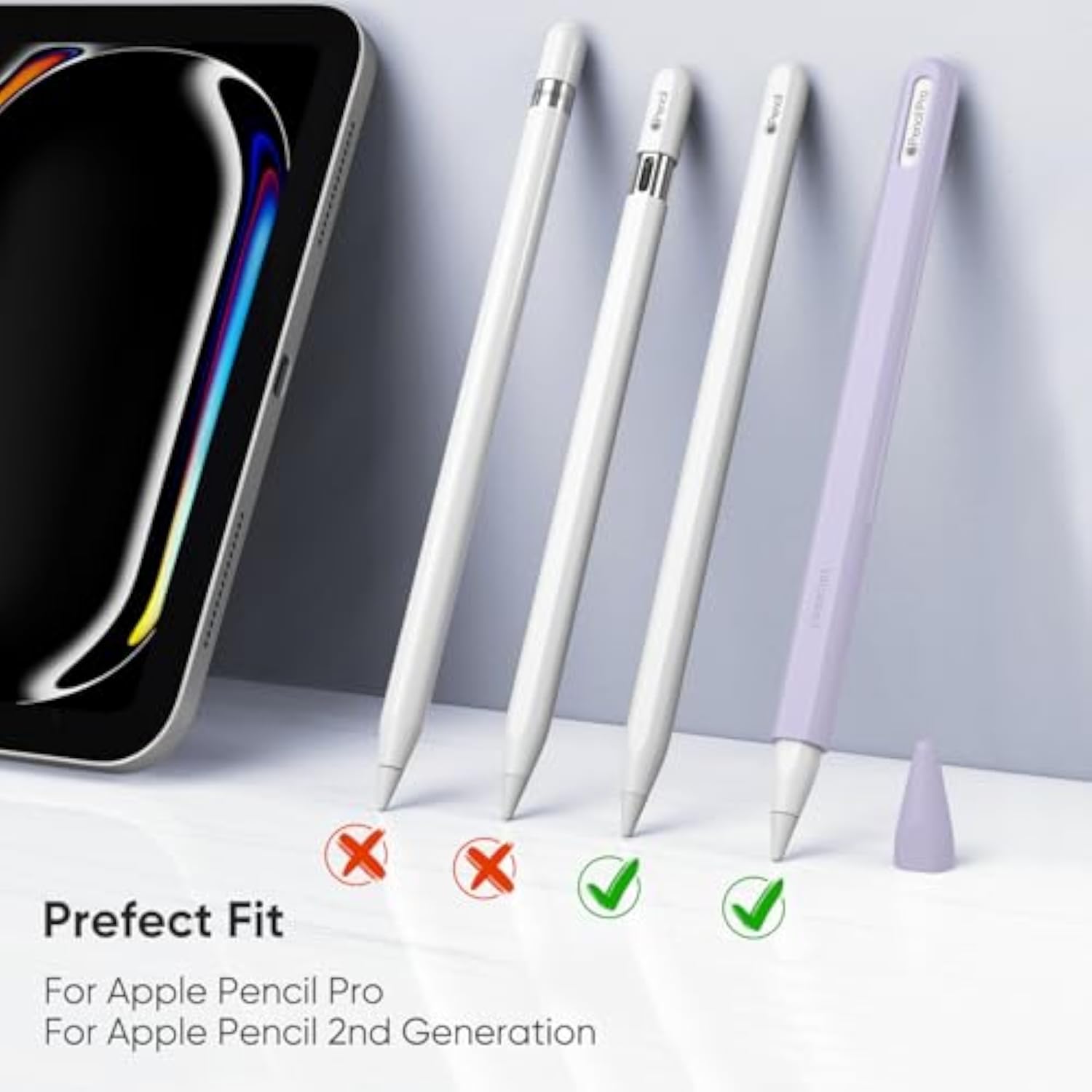 Fintie Silicone Sleeve for Apple Pencil Pro and Apple Pencil 2nd Generation, Compatible with Multiple iPad Models