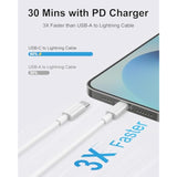 Usb C To Lightning Cable 6.6Ft 3Pack Original [Apple Mfi Certified] Iphone Fast Charger Charging Cord Cable For Iphone 14/13/13 Pro/12/12 Pro/12 Pro Max/11/Xs Max/Xr/X,Ipad,Airpods Pro And More