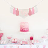 Girls Half Birthday Decorations 6 Month 1/2 Birthday Pink Tassel High Chair Banner