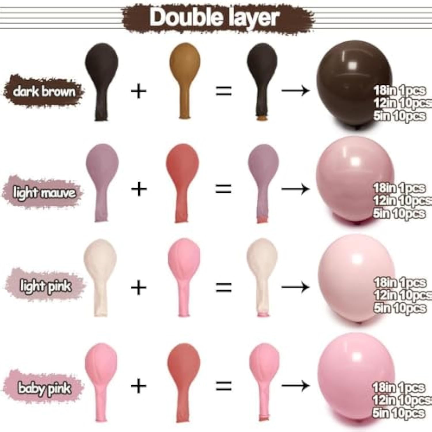 Pink Brown Balloon Arch - Double Stuffed Light Pink Coffee Balloon Dark Brown Pink Tan Neutral Balloon Garland Kit For Birthday Baby Shower Gender Reveal Bear Party Decoration