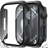 [2 Pack] Waterproof Case for  Watc SE 3/SE(2nd Gen)/SE Series 6 5 4 44mm with Tempered Glass Screen Protector, Full Coverage Protective Hard PC