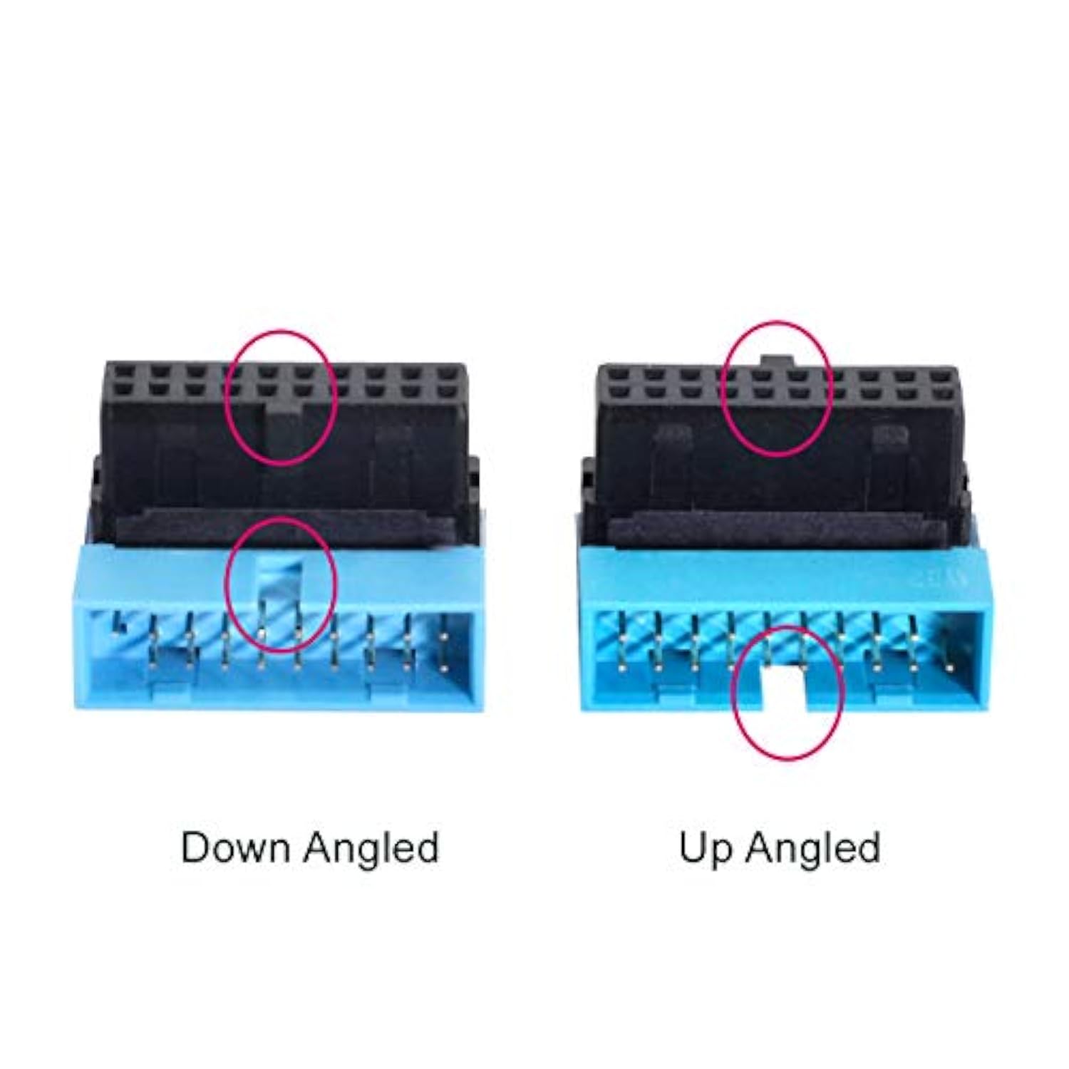 cablecc USB 3.0 20pin Male to Female Extension Adapter Down Angled 90 Degree f