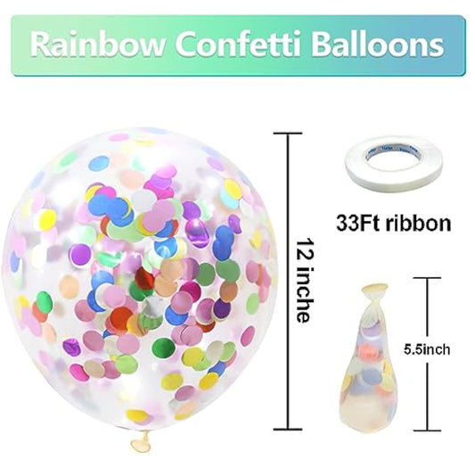 Rainbow Multicolor Confetti Latex Balloons - 60 Pack 12 Inch Helium Colorful Confetti Balloons For Birthday Baby Shower Wedding Party Decorations