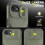 Heavy Duty Rugged Shockproof Protective Case for iPhone 16e/17e 6.1 Inch - 2 in 1 Built-in Slide Camera Cover and Screen Protector (Pine Green)