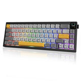 Ajazz Ak650 65% Layout Hot Swappable Gaming Mechanical Keyboard, 0.85 Tft Color Display|Knob | Wired | Wireless 2.4G (Flying Fish Black Yellow)