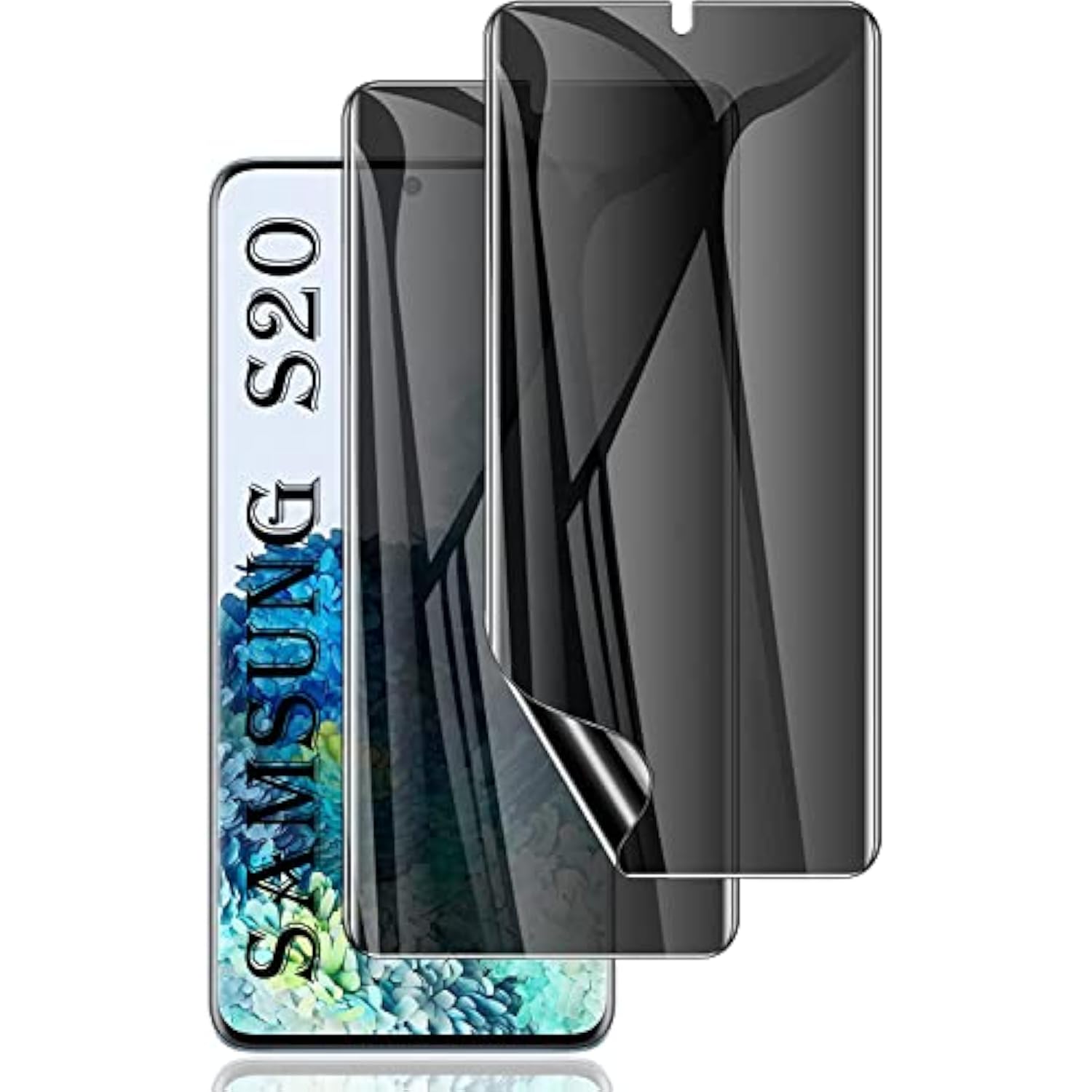 [2 Pack] For Samsung Galaxy S20 Privacy Screen Protector, Anti-Spy Full Adhesive Flexible Film For Galaxy S20 6.2”, [Compatible Fingerprint] Easy Installation Frame - Black
