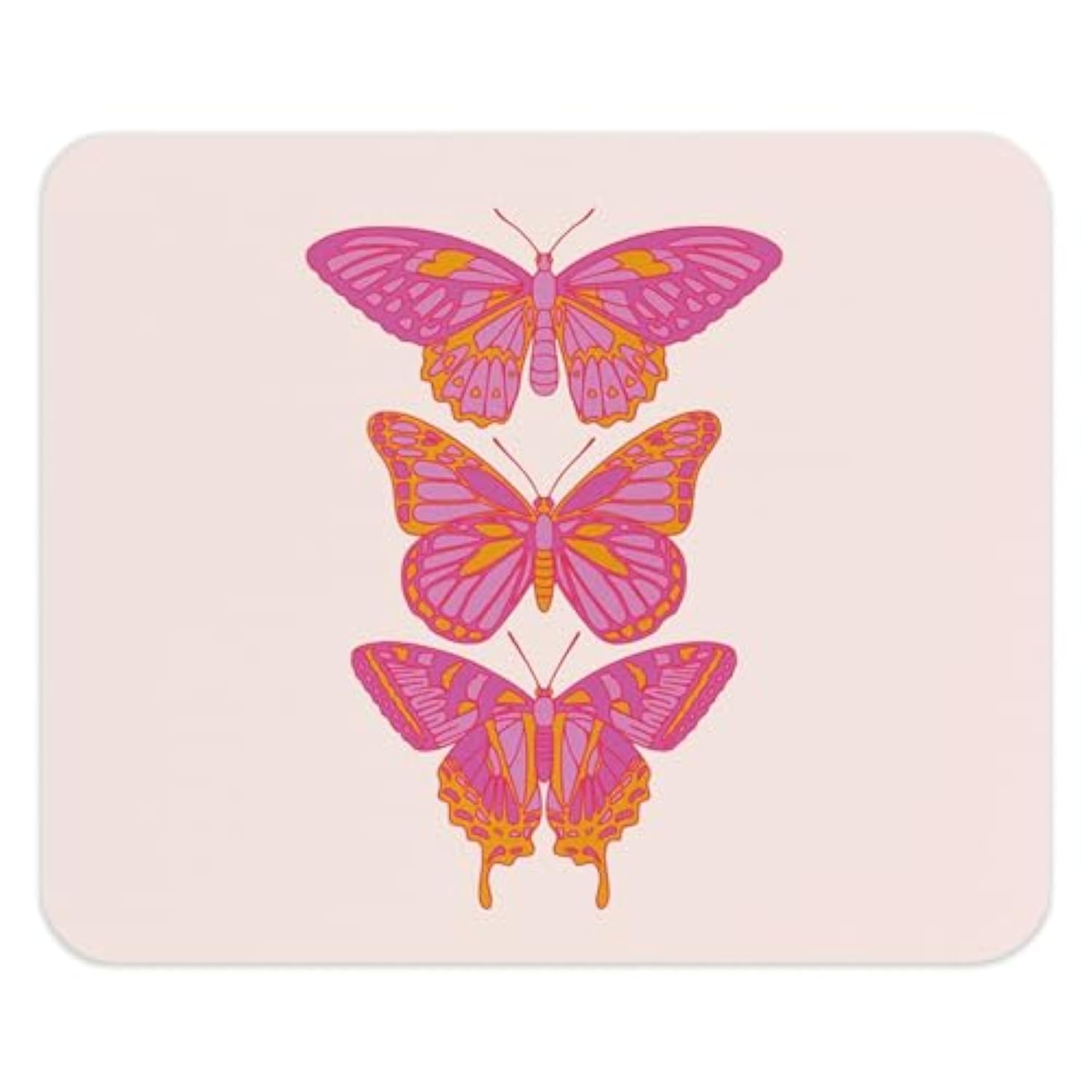 Funky Pink Butterfly Mouse Pad, Trendy Preppy Butterflies Mousepad For Gaming Work Computer Laotop Office Dorm With Non-Slip Rubber Base, 9.5X8 Inch