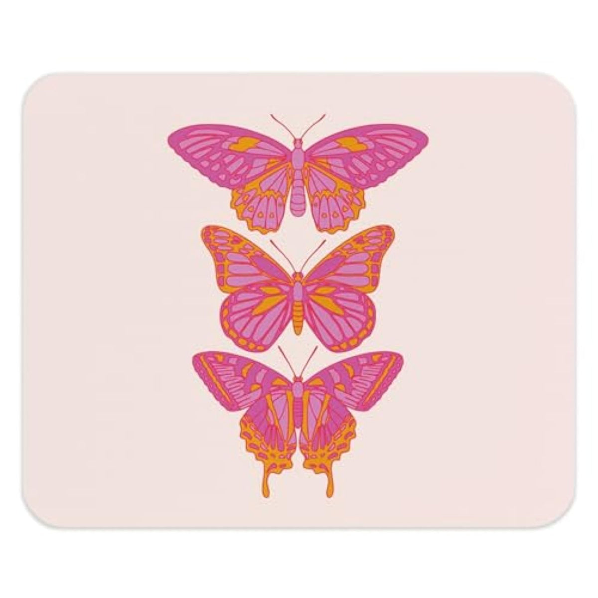 Funky Pink Butterfly Mouse Pad, Trendy Preppy Butterflies Mousepad For Gaming Work Computer Laotop Office Dorm With Non-Slip Rubber Base, 9.5X8 Inch