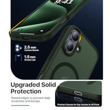 Magnetic For Iphone 16 Case,[Compatible With Magsafe][Military Grade Drop Protection] Anti-Fingerprint Translucent Matte Shockproof Protective Case For Iphone 16 Phone Case 6.1",Alpine Green