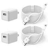 iPhone Charger Cord 6FT, [ MFi Certified] 2 Pack Lightning Cable Cube Phone Charging Transfer Cord Cable USB Plug Wall Charger Block Travel