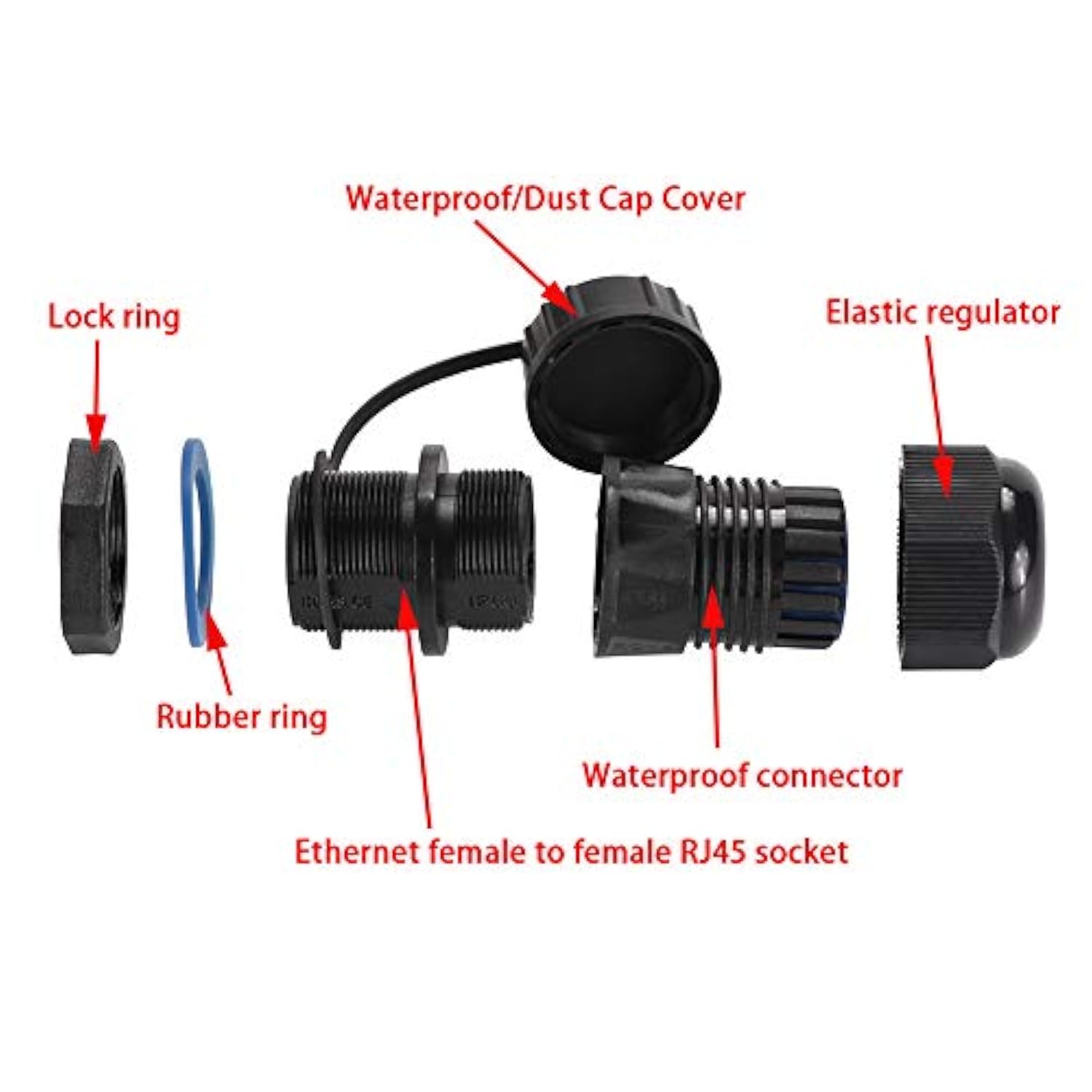 5Pcs Panel Mounting Rj45 Waterproof Connector Cat5/5E/6 Ethernet Lan Cable Cou