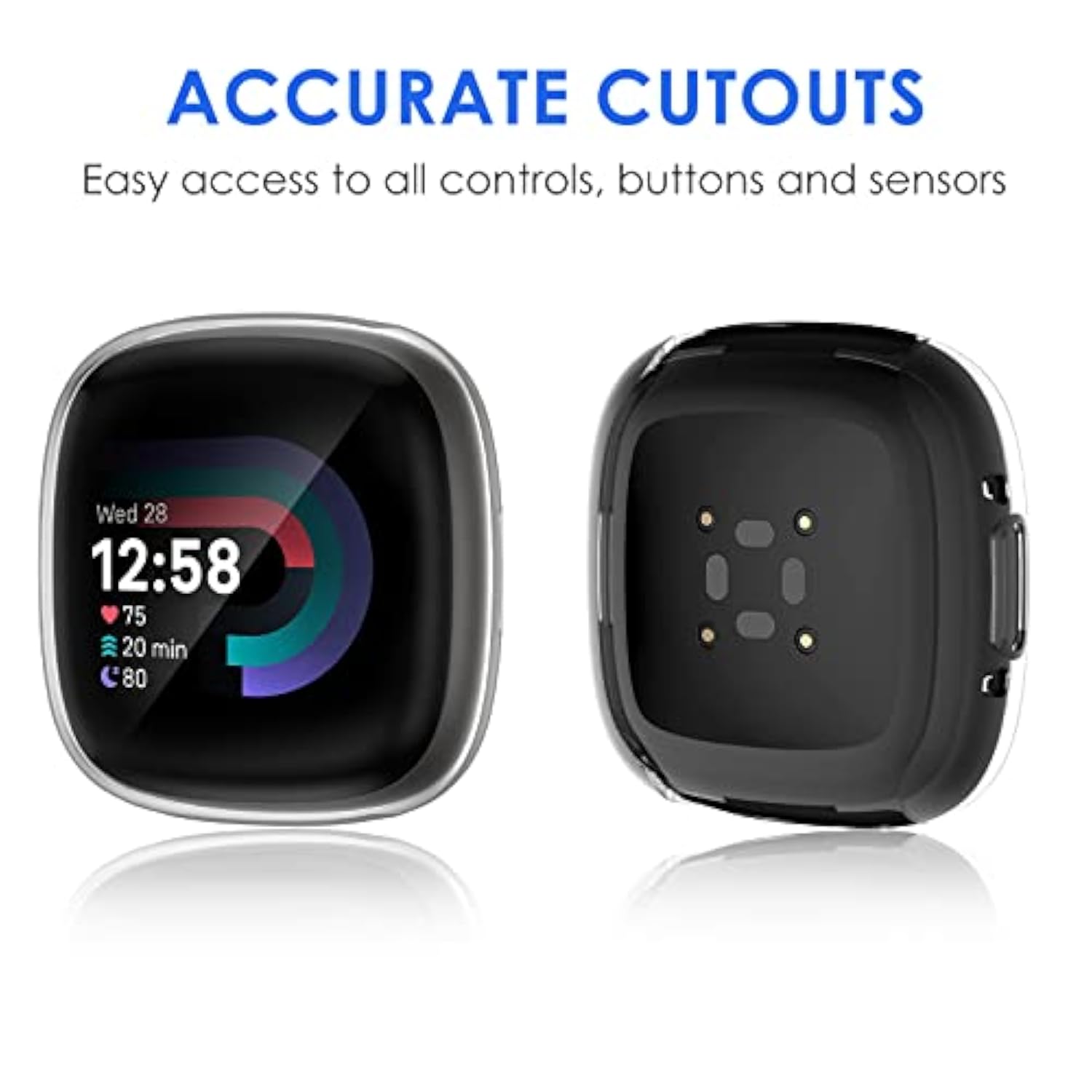 4Pack Screen Protector Case Compatible With Fitbit Sense 2/Versa 4, Soft Tpu Plated Bumper Full Cover Protective Cases For Versa 4/Sense Smartwatch [Scratchproof]