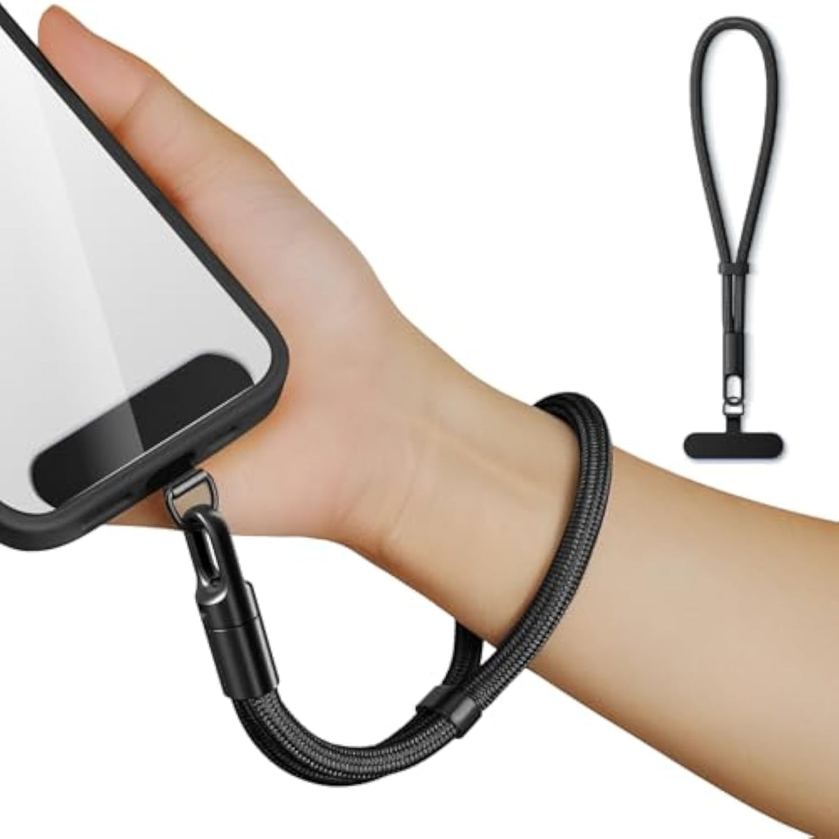Hand Wrist Strap Lanyard,Universal Cell Phone Multifuctional Patch Lanyards For Women And Men (Black)