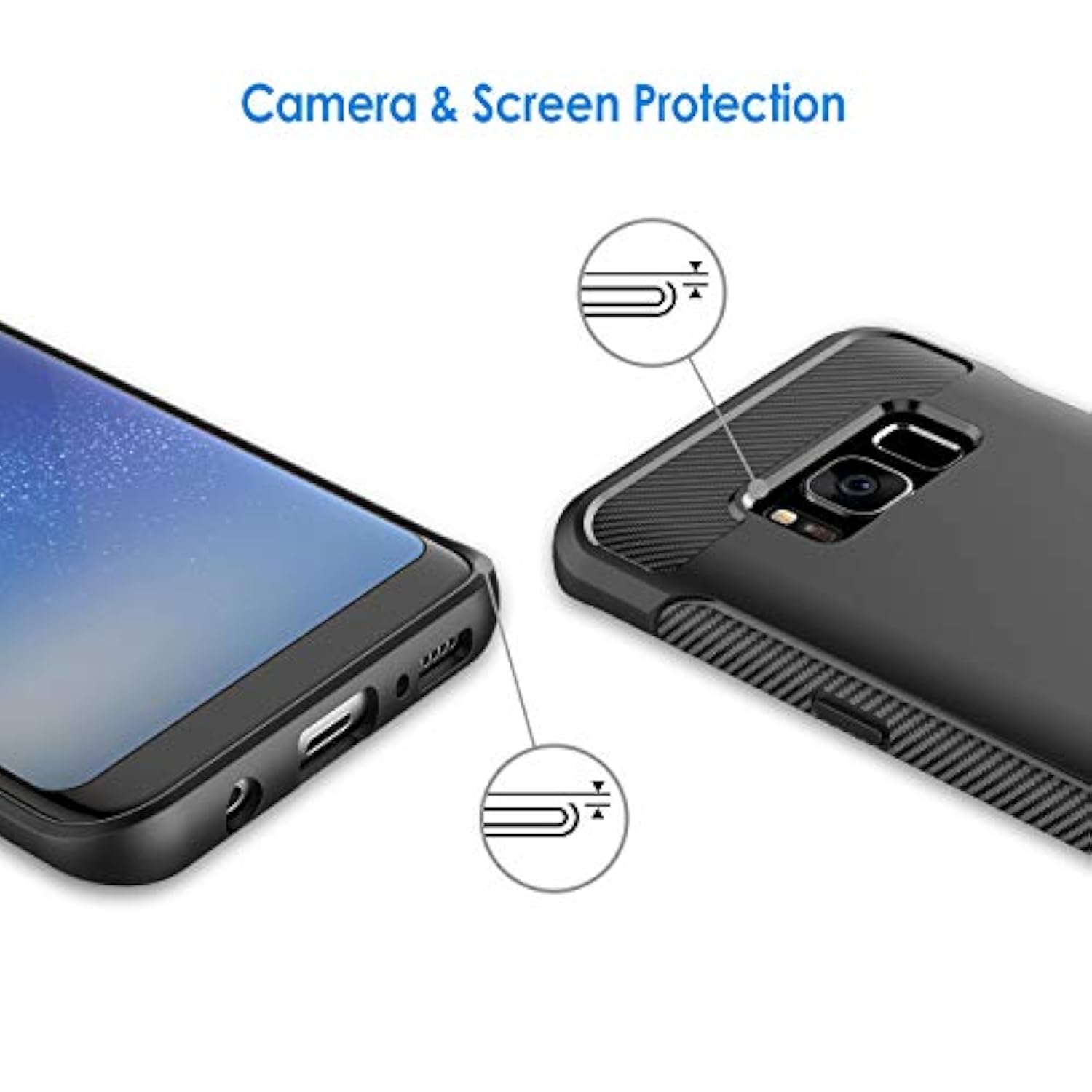 JETech Slim Fit Case for Samsung Galaxy S8, Thin Phone Cover with Shock-Absorption and Carbon Fiber Design (Black)