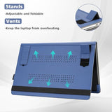 Tytx Macbook Pro Case 13 Inch, Pu Leather Laptop Case With Vents And Stand Function, Blue