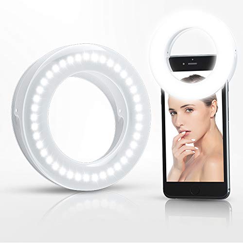 Selfie Ring Light Rechargeable Portable Clip-on Selfie Fill Light with 40 LED for Smart Phone Photography, Camera Video, Girl