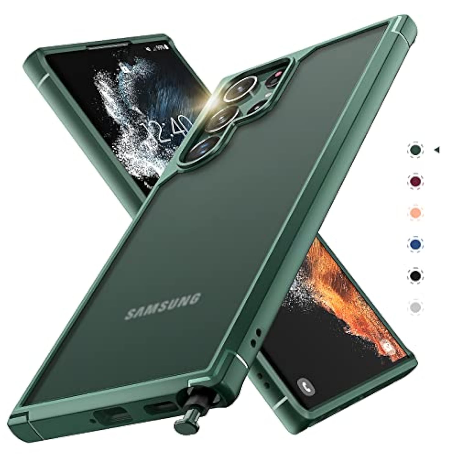 For Samsung Galaxy S22 Ultra Case, Translucent Matte Hard Back [ Grade Shockproof] [Anti-Scratch & Anti-Fingerprint] Slim Fit Protective Cover For Galaxy S22 Ultra Case 6.8'', Navy Blue