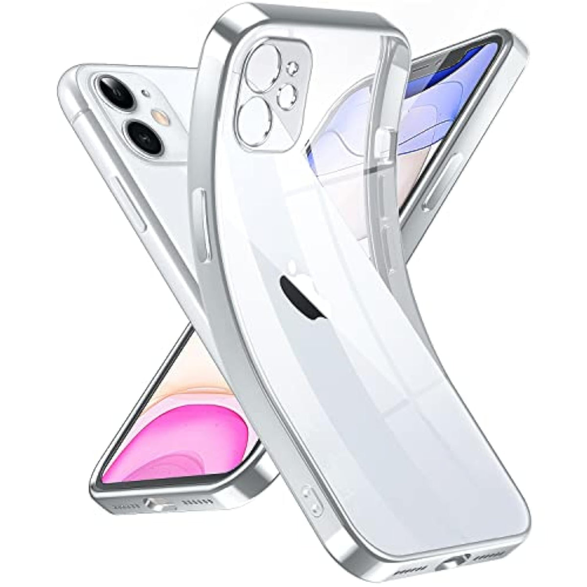 Crystal Clear Case For Iphone 11, [Not Yellowing] [Camera Protection] [ Grade Drop Tested] Transparent Shockproof Protective Phone Case Soft Silicone Slim Cover, 6.1 Inch, Silver