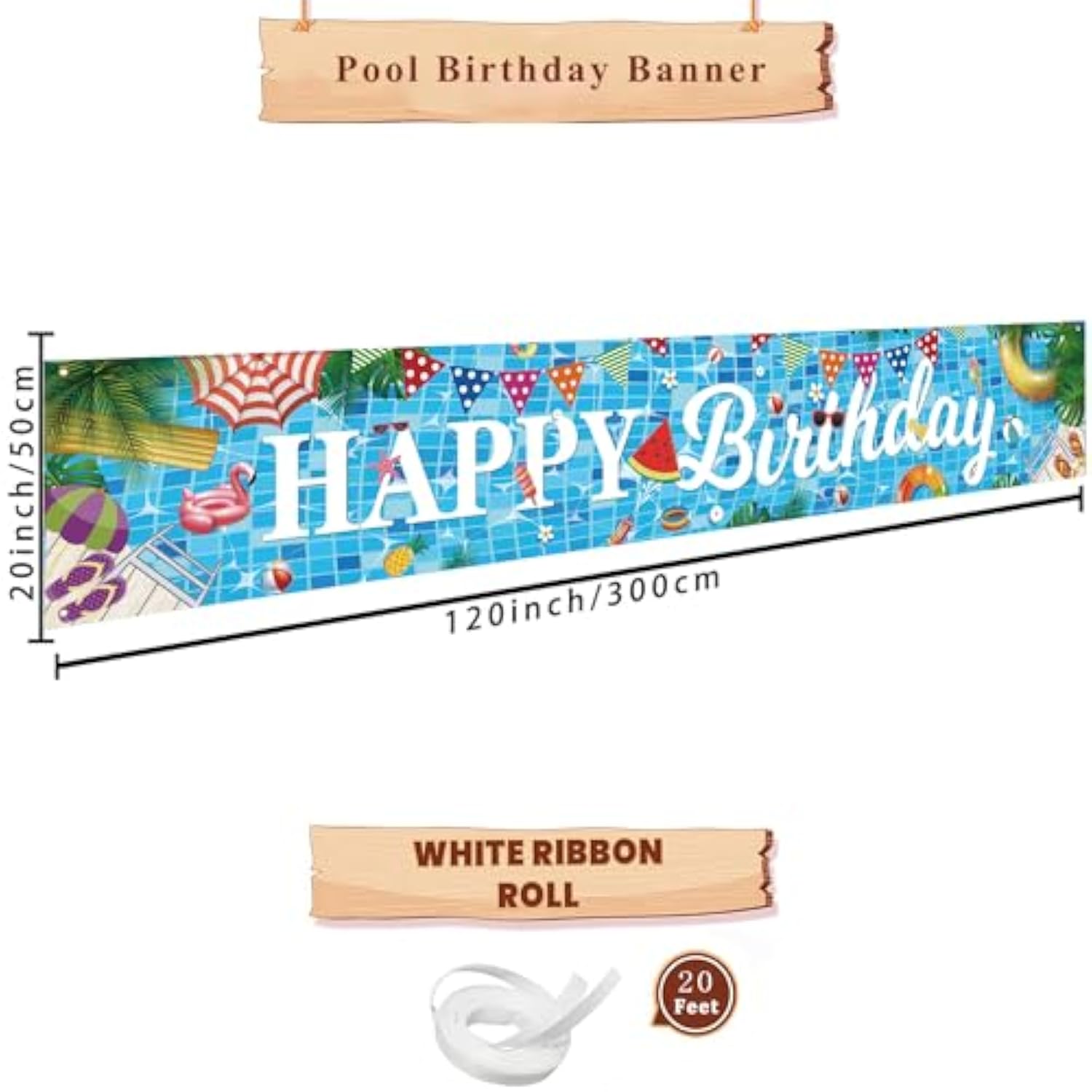 XL Pool Party Birthday Banner 118×20 — Fun Pool-Themed Birthday Decor