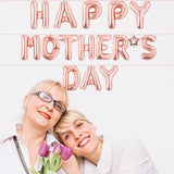 16 Inches HAPPY MOTHER'S DAY Balloons Hanging Banner Decorations, Rose Gold Aluminum Foil Letter Balloons for Mother's Day Celebration Party Supplies