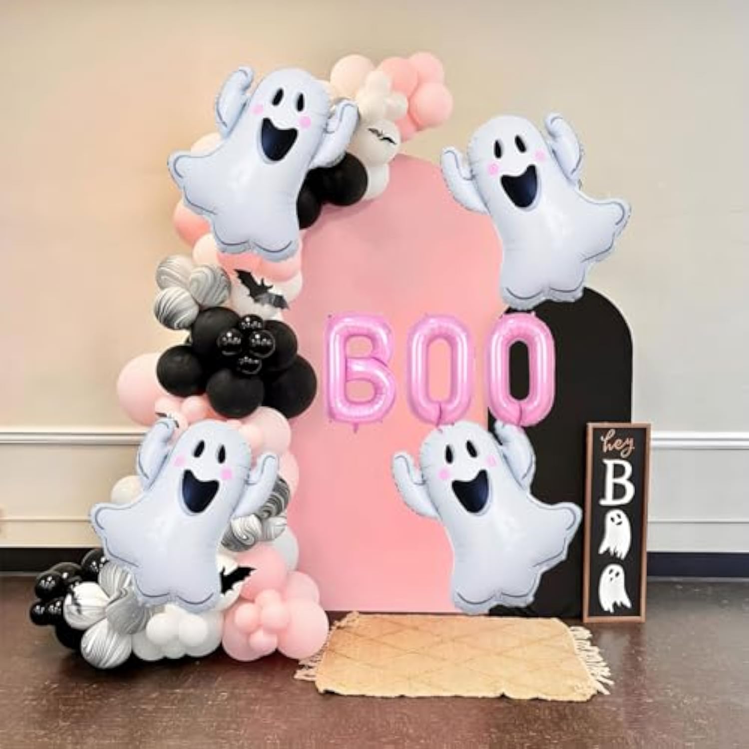 Halloween Balloon Set Pink BOO Foil Balloons for Spooky Birthday Party Decorations