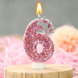 Birthday Number Candles,Pink Crown Birthday Candles For Cake,Glitter Number 6 Candle Cake Topper With Sequins For Girls,Women, Anniversary Celebrations Supplies (Pink 6)