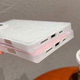 Cute Girly Rectangle Compatible With Iphone 16 Pro Max Case, Slim Colorful Sparkle Glitter Mother Shell Pearl Pattern Translucent Soft Tpu Protective Bumper Cases Cover(Pearl,16 Pro Max)