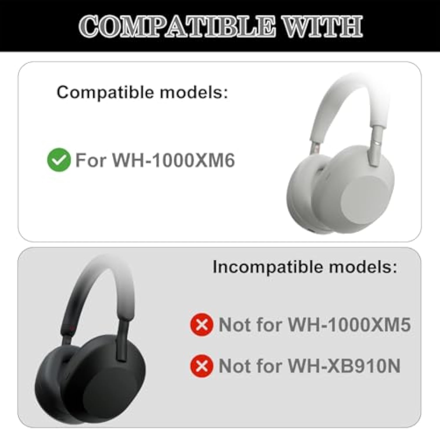 Wh 1000Xm6 3 Set Case Cover For Sony Wh-1000Xm6 Headphones,Embody Earpad/Ear Cover/Headband/Headband Cushion Protector,Sweat Proof Soft Silicone Headphones Accessories?Off-White?