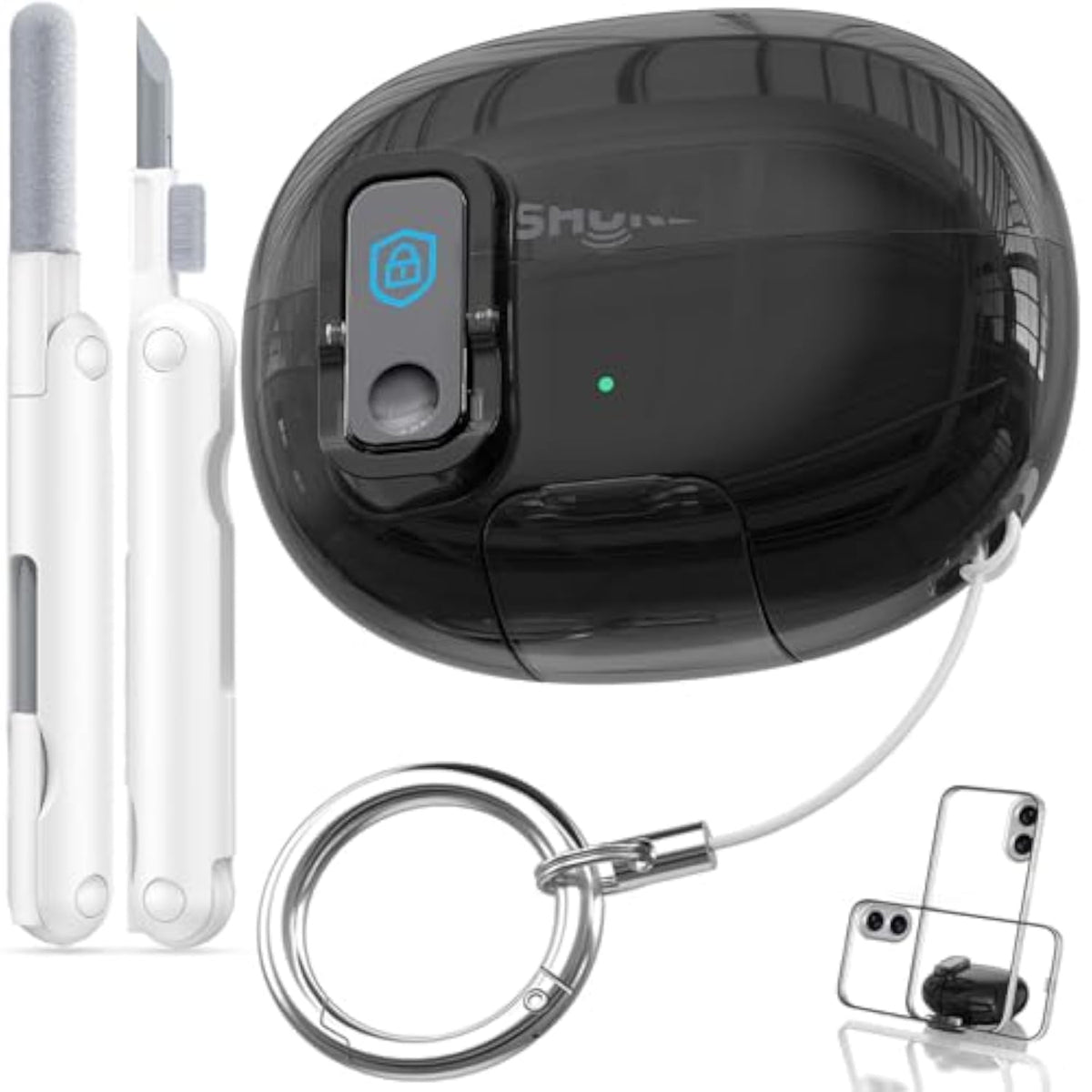SHOKZ OpenDots ONE Case with Safety Lock & Phone Stand, Black