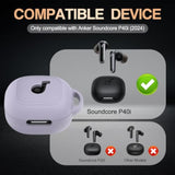 Anker Soundcore P40i Case Cover, Soft Silicone Case for Soundcore P40i Earbuds with Shockproof Protective Skin Cover and Carabiner, Front LED and Logo Visible, Purple