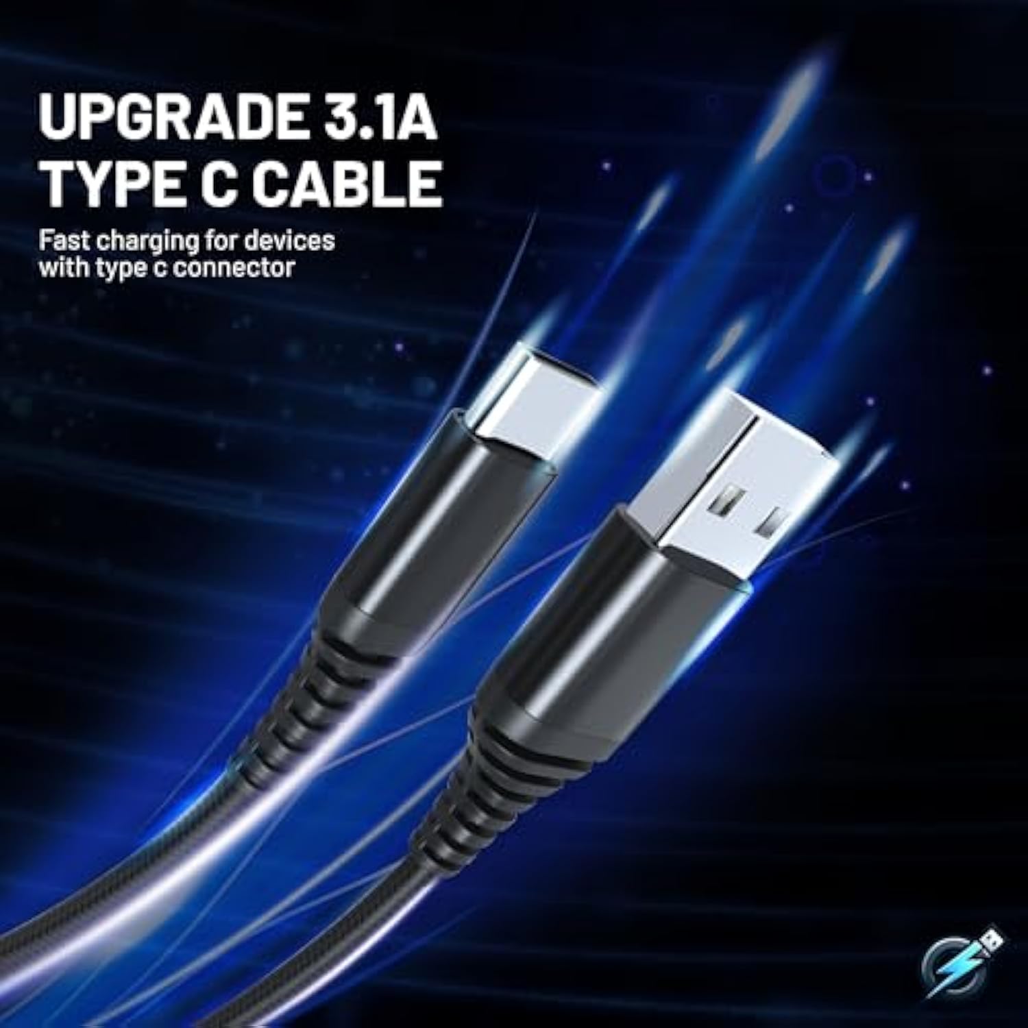 Usb C Cable [5 Pack 3.1A] Qc 3.0 60W Fast Charging Usb Type C To A (3/3/6/6/10