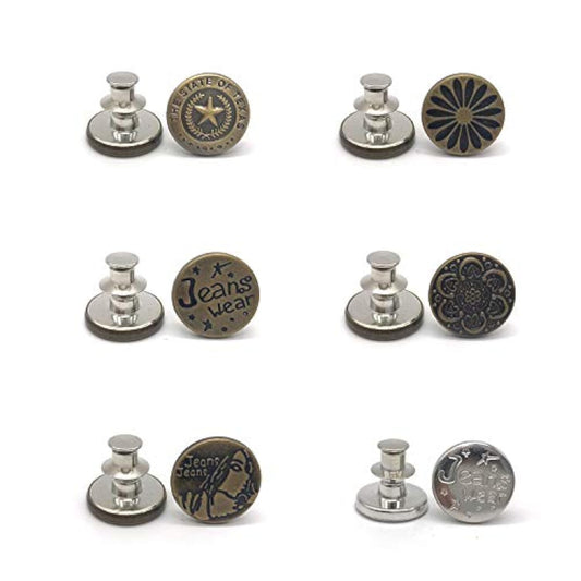 6 Pcs Buttons For Jeans,Adjustable Jean Button Pins,Pant Waist Tighten