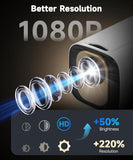 Auto Focus&1080P Mini Smart Projector With 4K Support, Portable Projector With Wifi And Bluetooth, 5W Speaker, Built In Apps, Voice Control, Outdoor Movie Projector