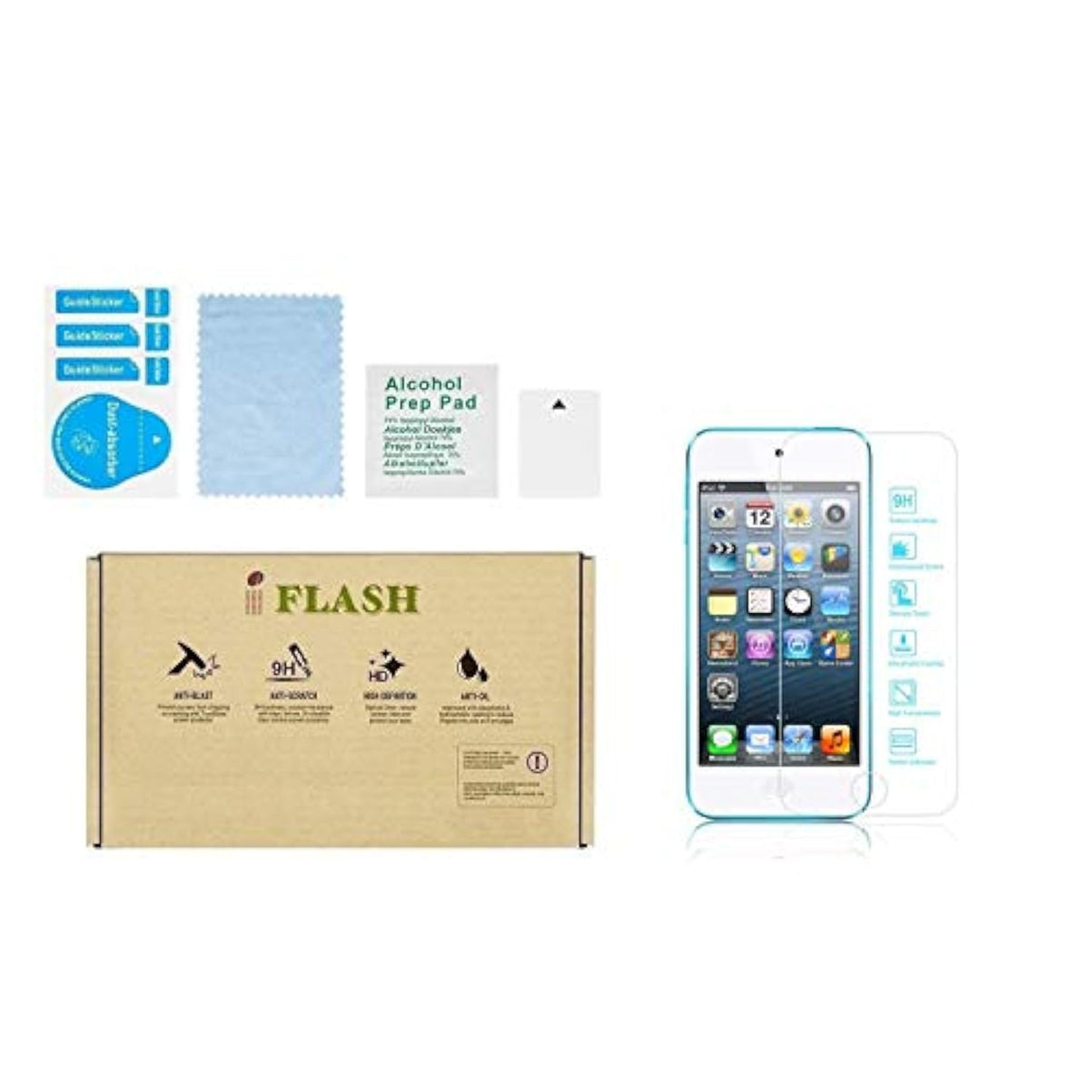 IFLASH iPod Touch 7, iPod Touch 5, iPod Touch 6 Glass Screen Protector, Crystal Clear Tempered Glass Screen Protector Apple iPod Touch 7th, 5th & 6Th Generations - Case Friendly/HD Clear