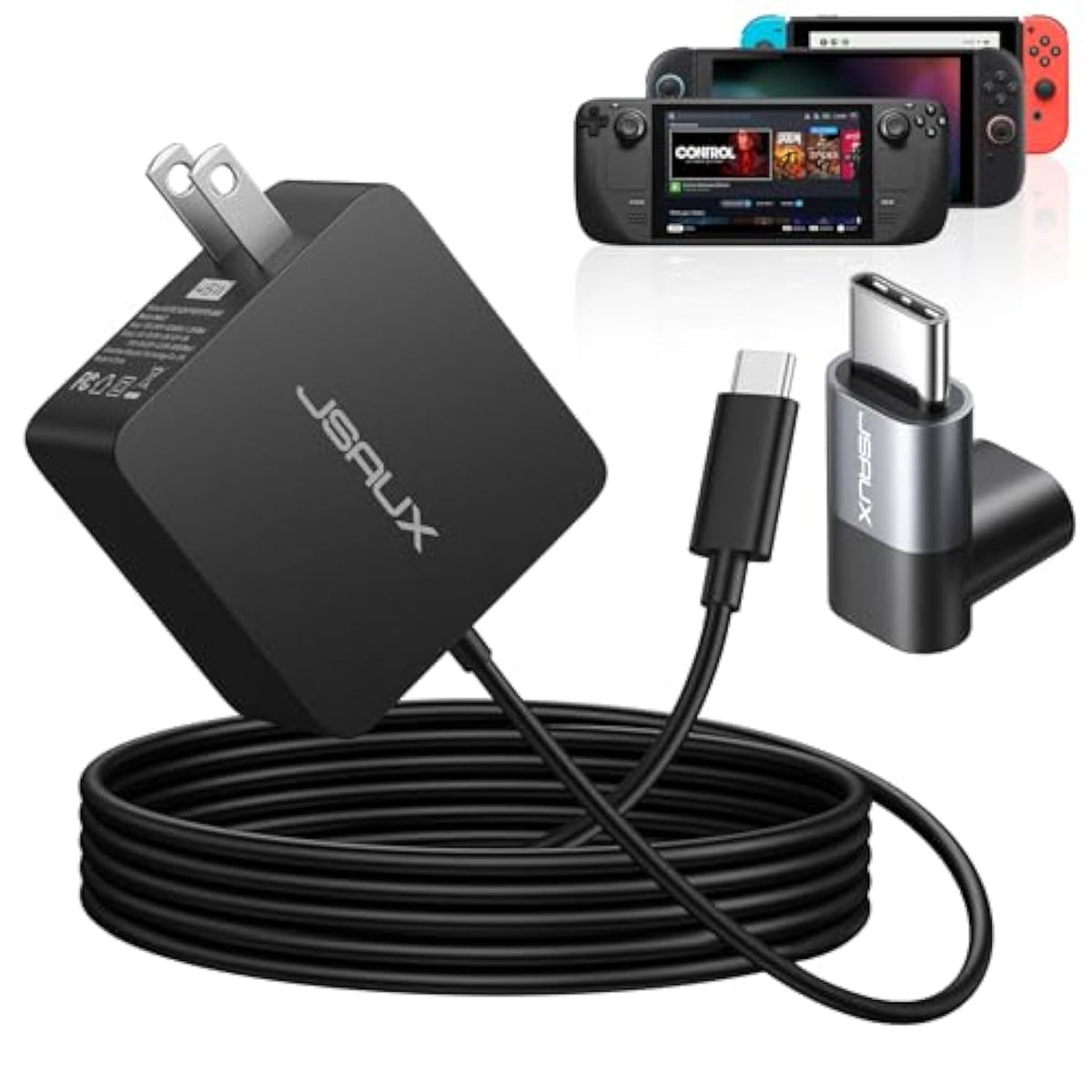 45W Usb C Charger For Steam Deck/Oled, 5Ft Cable Type C Pd 3.0 45 Watt Fast Charging Compatible With Nintendo Switch 2, Switch/Oled, Macbook, Samsung S25 S24 S23 S22, Iphone 16/15, Ipad, Pixel