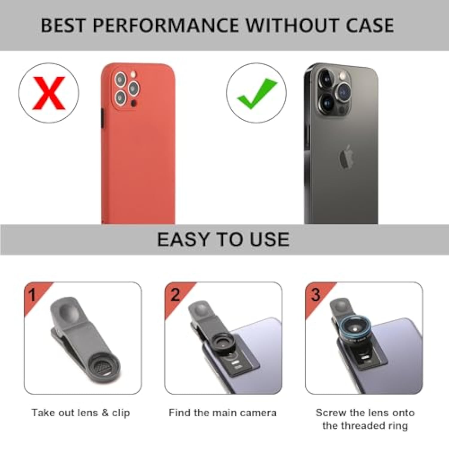 Fisheye Lens 235° Phone Camera Lens, Fish Eye Lens For Iphone 14 13 12 X Xr Pixel Samsung Smartphone,Clip On Cell Phone?Funny Photos