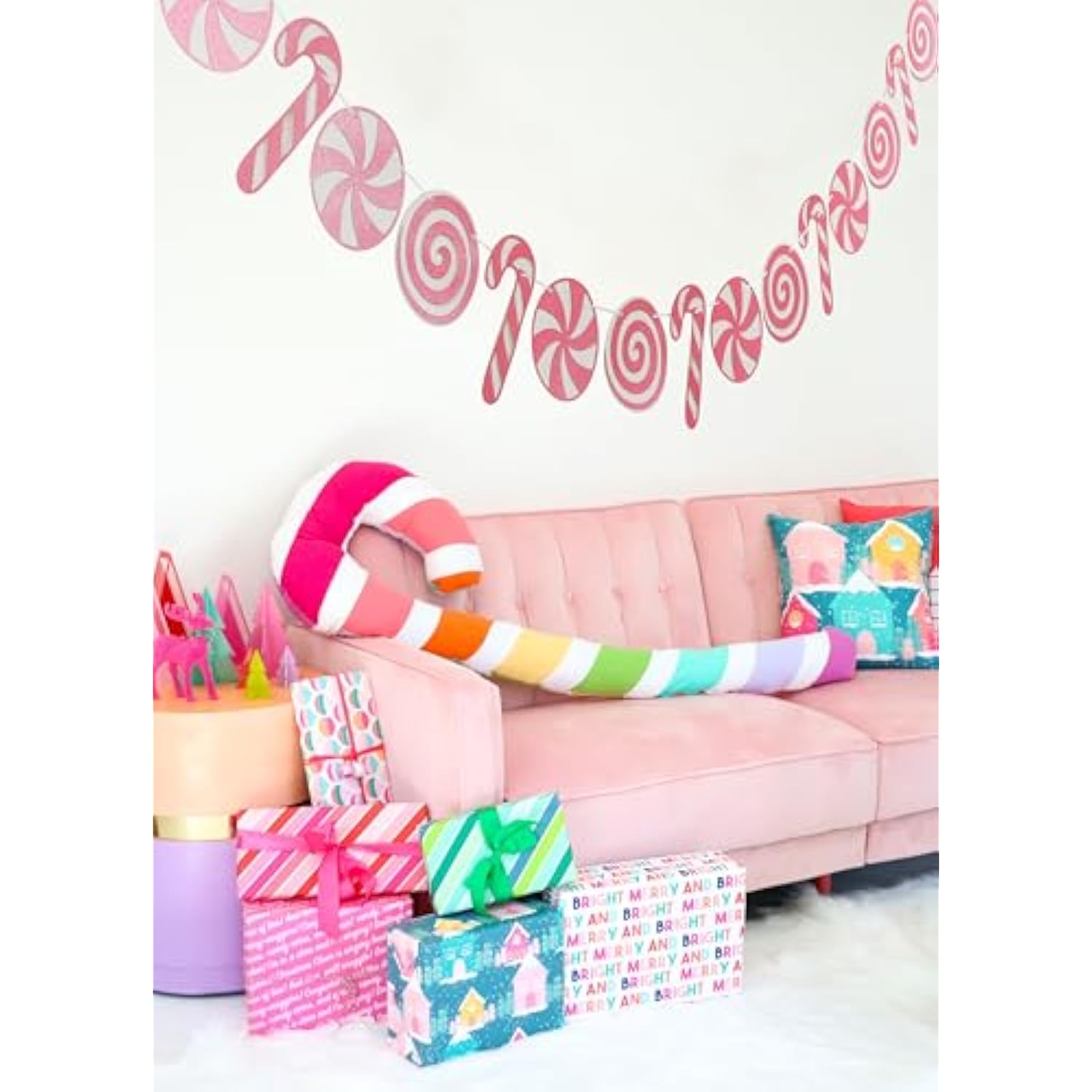 Candy Cane Banner Pink And White Glittery Christmas Candy Cane Banner Pink Xmas Christmas Gingerbread Winter Birthday Candies Theme Party Decoration Supplies