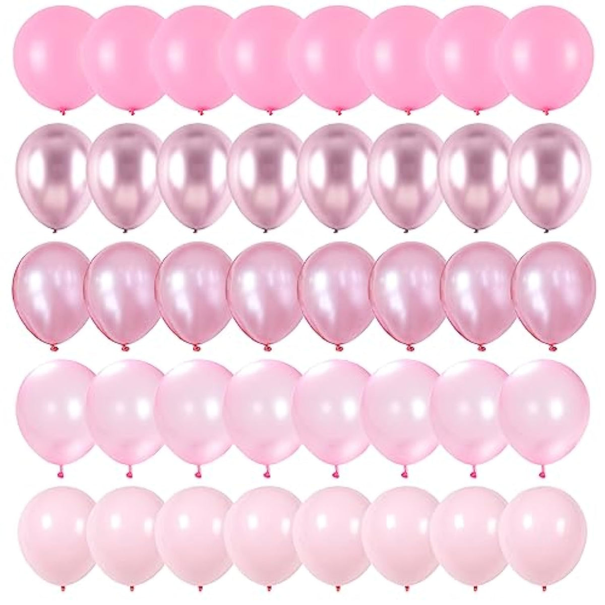 Pink Balloons Set, 60 Packs 12 Inch Metallic Chrome Pink Pearl Macaron Light Pink Different Shades Balloons For Girl Women Birthday Decorations, Wedding, Christening, Baby Shower Party