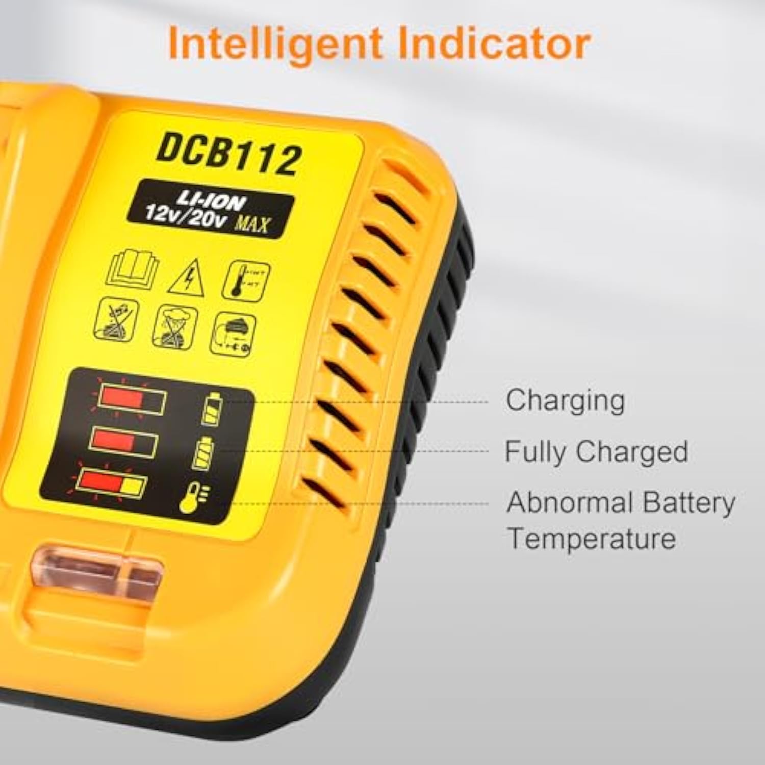 Dcb112 Charger Repalcement For Dewalt 12V/20V Battery Charger Compatible With Dewalt 12V/20V Max Battery Dcb200 Dcb203 Dcb125 Dcb107 Yellow