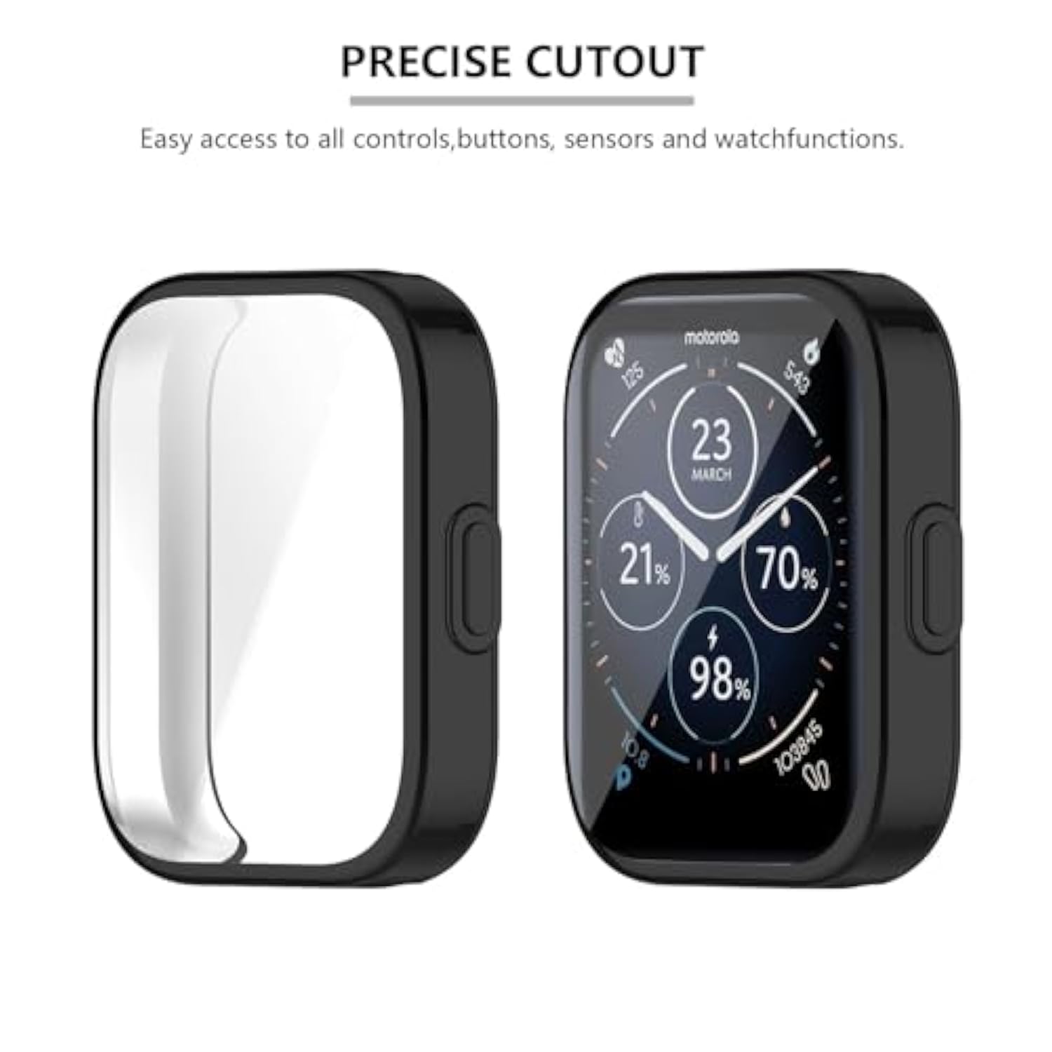 [2 Pack] Screen Protector Compatible With Moto Watch 70 Case, Soft Tpu Plated Case All-Around Protective Screen Full Cover Bumper Compatible For Moto Watch 70 Smart Watch