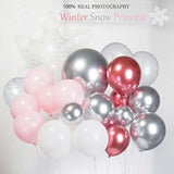 Pink Winter Wonderland Balloon Garland Arch Kit Pink Chrome Silver Red White With Snowflake Balloons For Onederland Girl Princess Birthday Party Baby Its Cold Outside Baby Shower Christmas Decorations