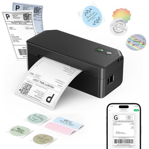 Bluetooth Thermal Label Printer, 4X6 Shipping Label Printer For Small Business, Compatible With Ios, Android, Windows, Mac, Ebay, Shopify, Usps, Ups, Etsy, Black