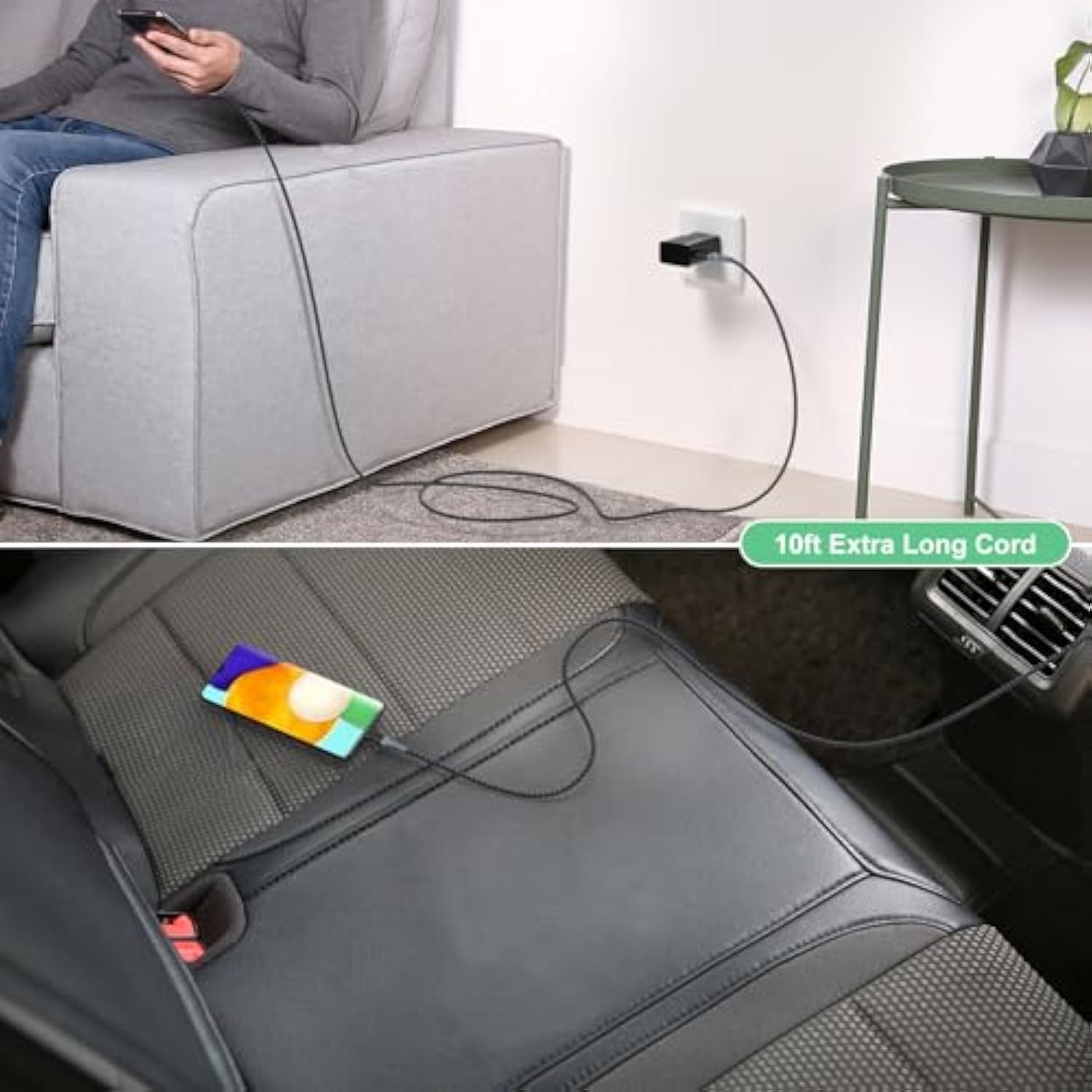 Adaptive Fast Charging Wall Charger With Usb C Cable 10Ft, Fast Charger Power Adapter Usb Type C Cable Fast Charging Compatible With Galaxy S25 S24 S23 S22 S21 S8 S9 S10 A15 A03S Android Phone