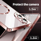Magnetic Glossy Case For Samsung Galaxy S25 Edge,S25 Edge Phone Case Slim Clear Luxury With Screen Protector & Camera Protector [Compatible With Magsafe], Shockproof Cover For S 25 Edge-Rose Gold