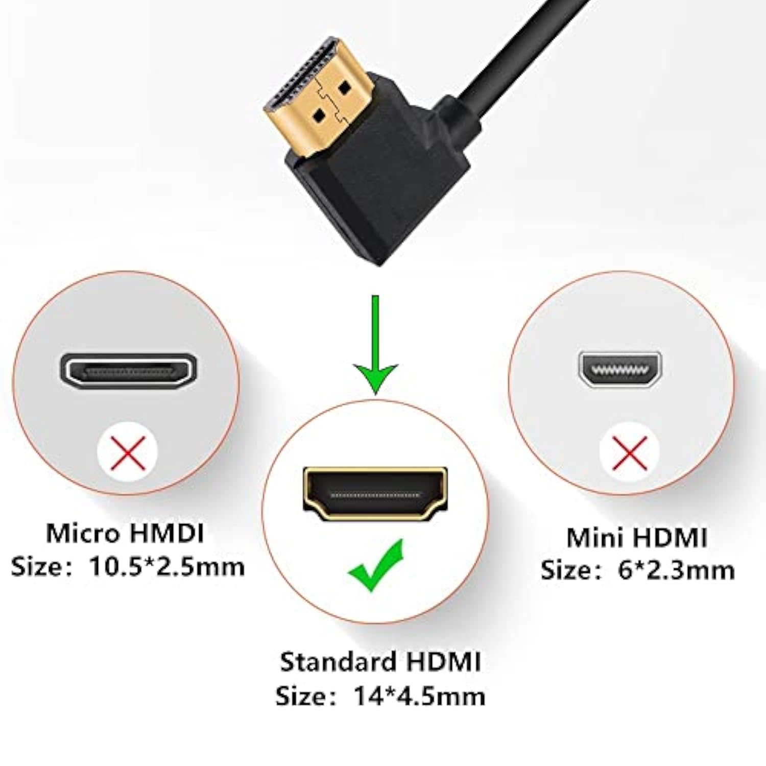 4K Hdmi Cable 1.4,90 Degrees Angle Hdmi Male To Male Cable 4K@30Hz,Gold-Plated