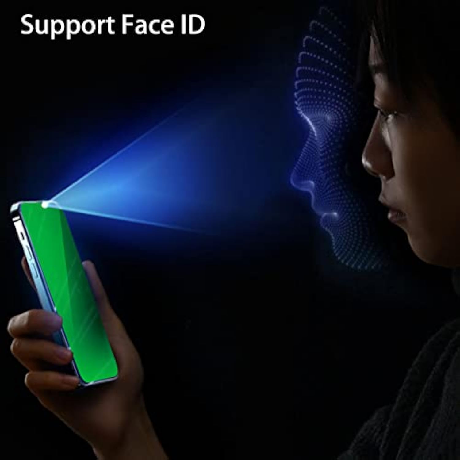 2 Pcs Anti-Blue Privacy Tempered Glass Mirror Anti-Spy Screen Protector Anti-Peeping Film Compatible With Iphone 14 Plus /Iphone 13 Pro Max, 6.7 Inch Electroplated 9H Hardness Anti-Scratch (Green)
