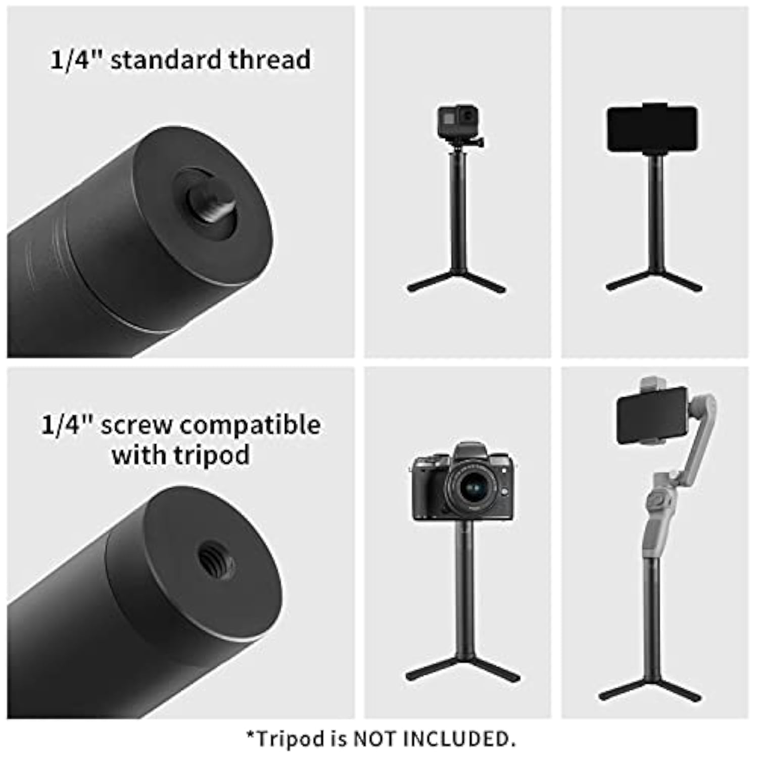 Gimbal Extension Pole, ZHIYUN 29" Extension Rod for Gimbal Stabilizer, Adjustable Selfie Stick with 1/4" Thread Compatible with DJI OM 6/5/4/ Smooth 5 Q3 4/GoPro Vlog Pocket/Go 2 EVO Action Camera
