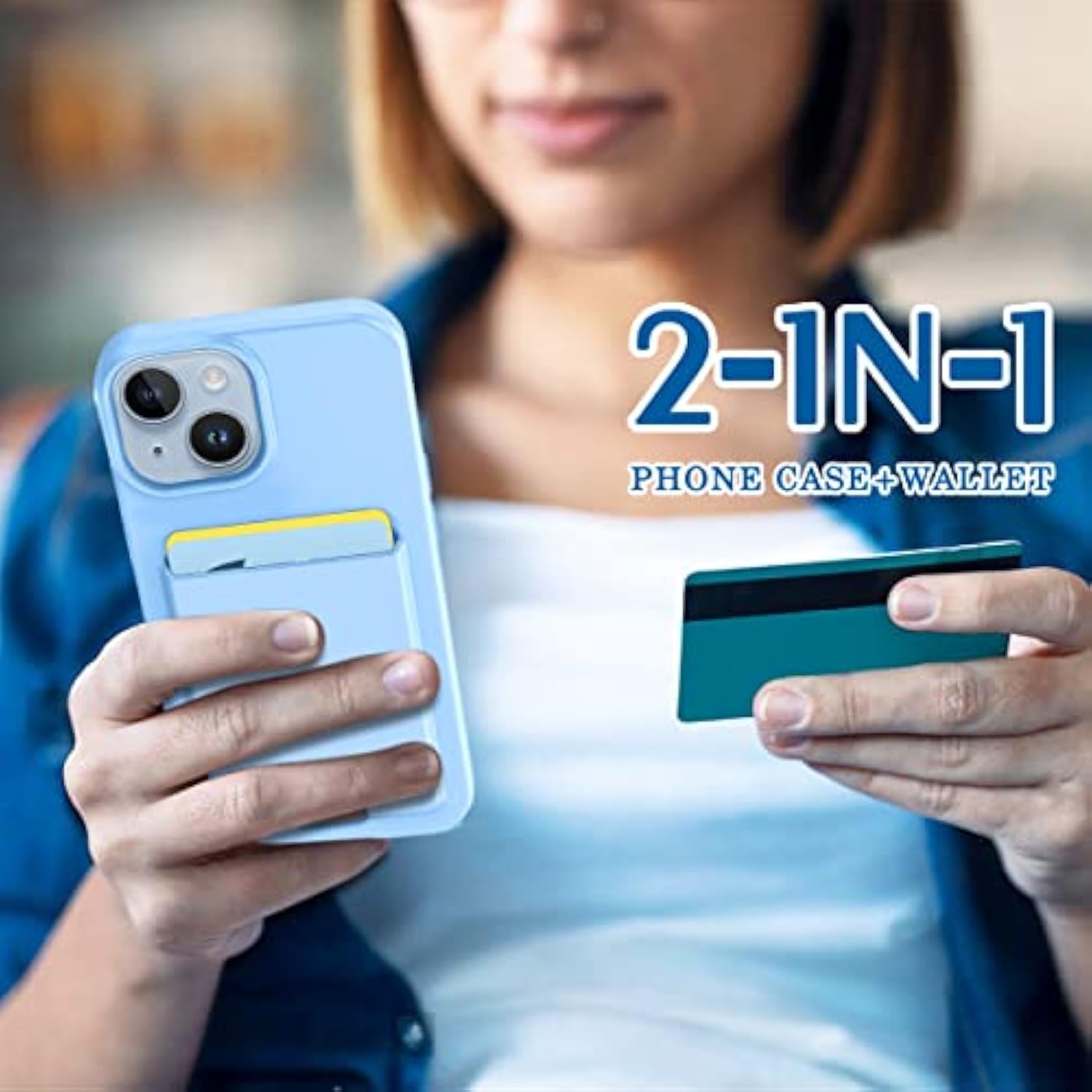 For Iphone 14 Case/Iphone 13 Wallet Case,Card Holder Slot Ultra Bling Slim Clear Flexible Tpu Soft Silicone Protective Phone Case Cover For Iphone 13/14 Light Blue