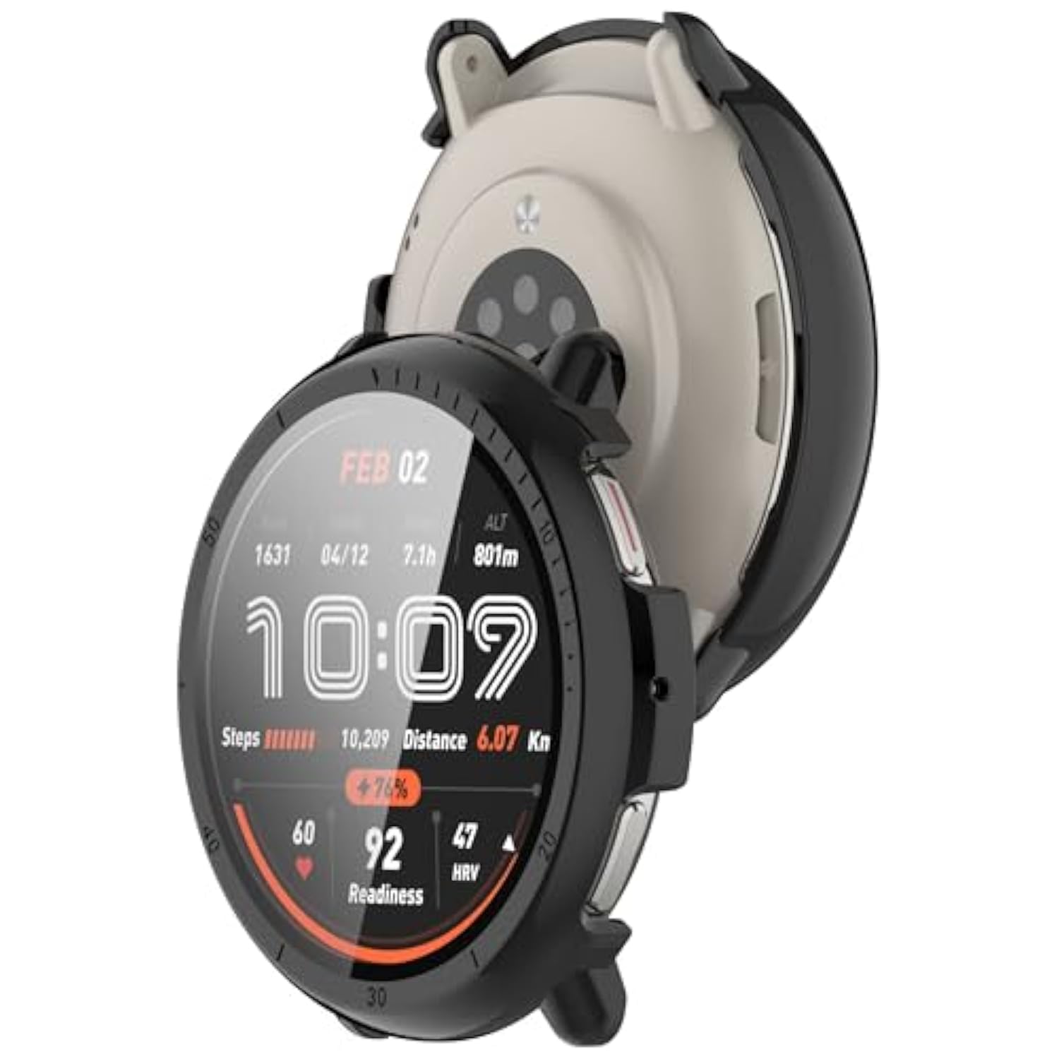 Compatible With Amazfit Active 2 Smart Watch Case, Pc Protective Case & Tempered Glass Film Screen Protector For Amazfit Active2 Watch?Black?
