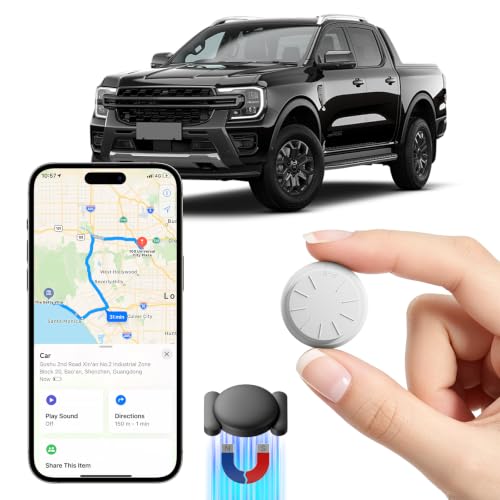 Car Gps Tracking Device For Vehicles, 2Pcs Real Time Vehicles Gps Tracker For Car, Work With Find My (Ios Only),Hidden Mini Gps Tracker,No Monthly Fee (White Tracker, White Magnetic Case)